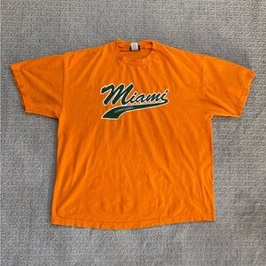 Miami Hurricanes T Shirt - Mens L - Orange CHAMPS Sports Graphic Tee NCAA Script